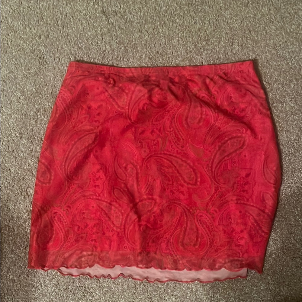 Elegant Red pink Paisley Skirt